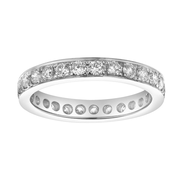 LuvMyJewelry Lume 14K White Gold Round Diamond Studded Band Ring - 0.97cts