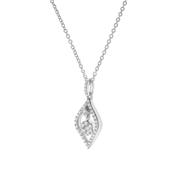 LuvMyJewelry Lumière Diamond Drop Pendant In 14K White Gold