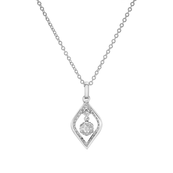 LuvMyJewelry Lumière Diamond Drop Pendant In 14K White Gold