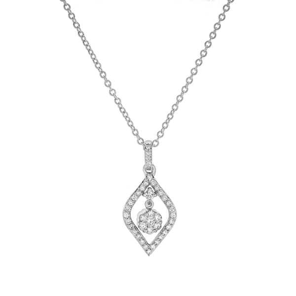 LuvMyJewelry Lumière Diamond Drop Pendant in 14K White Gold