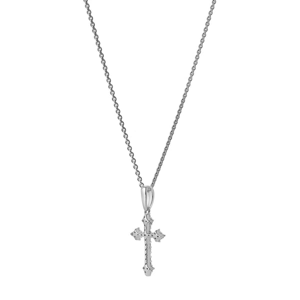 LuvMyJewelry Lumina Cross Diamond Pendant In 14K White Gold - 0.11 Ct