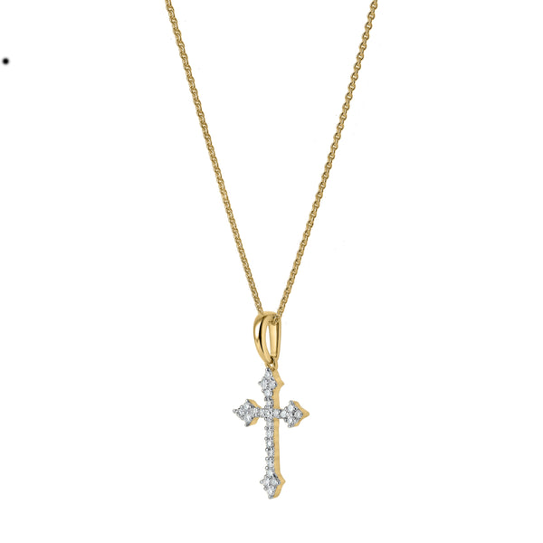 LuvMyJewelry Lumina Cross Diamond Pendant In 14K Yellow Gold