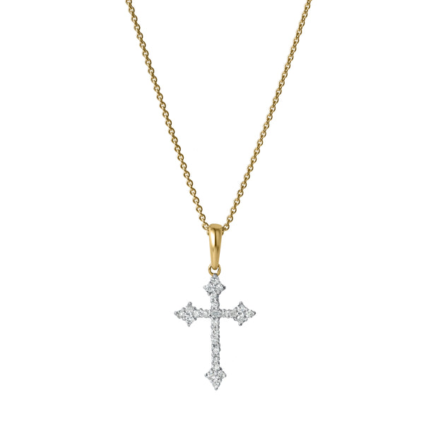 LuvMyJewelry Lumina Cross Diamond Pendant in 14K Yellow Gold