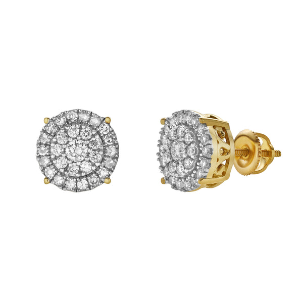 LuvMyJewelry Luminelle 10K Yellow Gold Cluster Diamond Unisex Earrings - 0.53 Cts