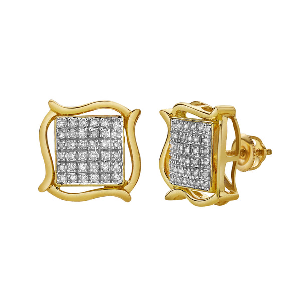 LuvMyJewelry Luminoso 10K Yellow Gold Diamond Unisex Earrings - 0.28 Cts