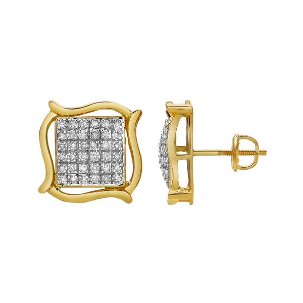 LuvMyJewelry Luminoso 10K Yellow Gold Diamond Unisex Earrings - 0.28 Cts