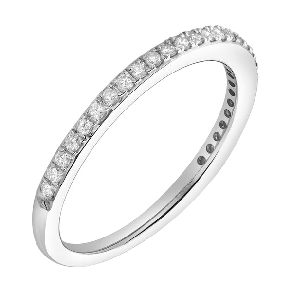 LuvMyJewelry Luna 14K White Gold Round Diamond Studded Eternity Band Ring - 0.25cts