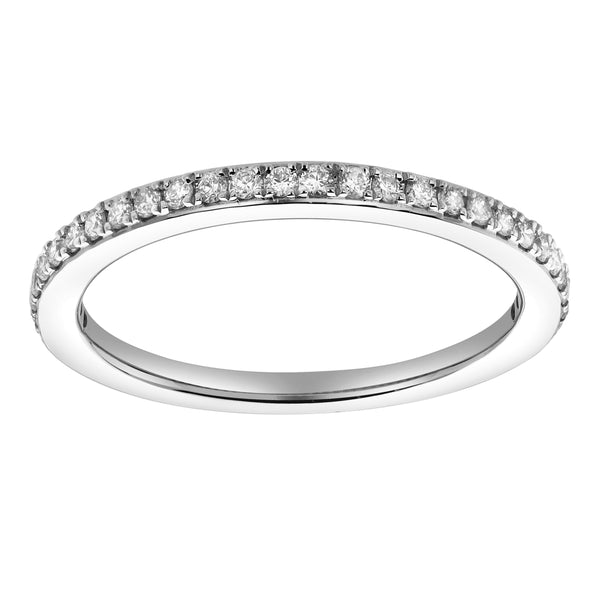 LuvMyJewelry Luna 14K White Gold Round Diamond Studded Eternity Band Ring - 0.25cts