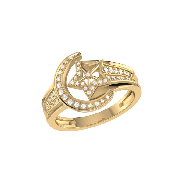 LuvMyJewelry Luna Comet Diamond Ring in 14K Gold Vermeil on Sterling Silver