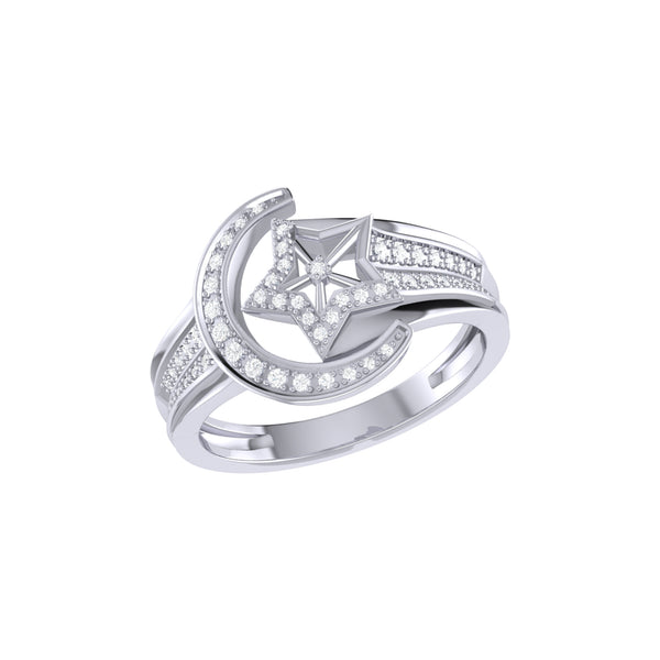 LuvMyJewelry Luna Comet Diamond Ring in Sterling Silver