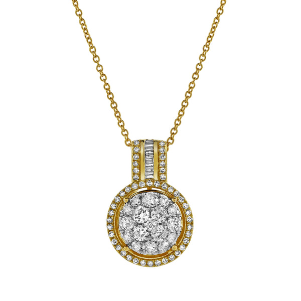 LuvMyJewelry Luna Round Diamond Pendant In 10K Yellow Gold