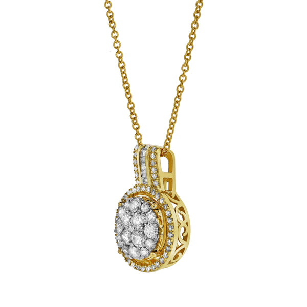 LuvMyJewelry Luna Round Diamond Pendant in 10K Yellow Gold