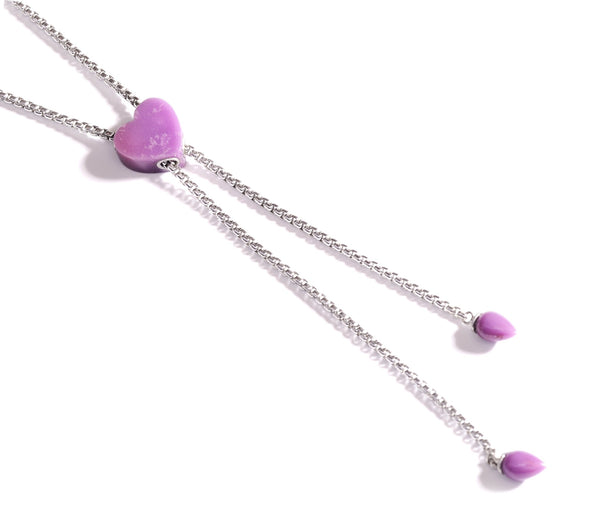 LuvMyJewelry Luv Me Phosphodorite Adjustable Heart Necklace In Sterling Silver