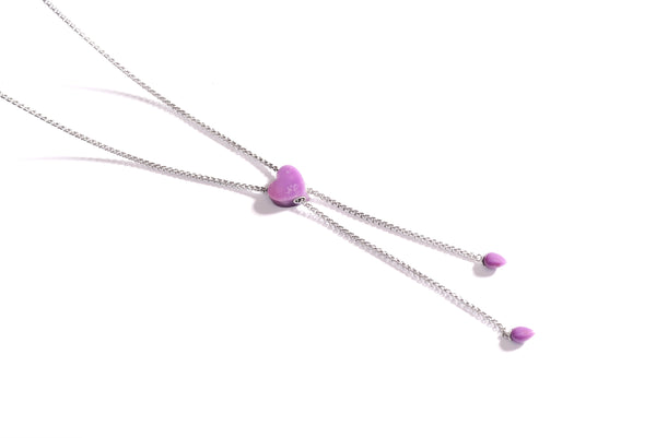 LuvMyJewelry Luv Me Phosphodorite Adjustable Heart Necklace in Sterling Silver