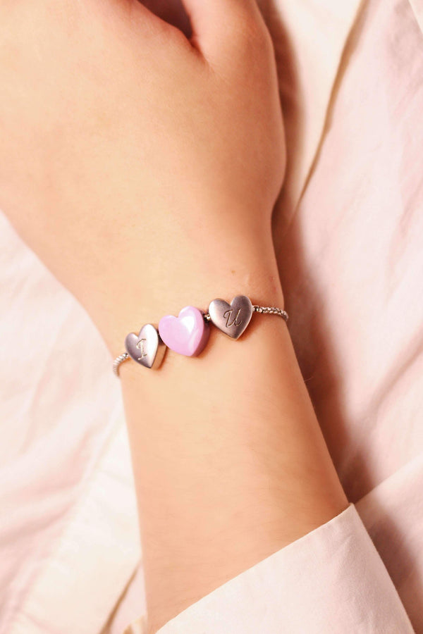 LuvMyJewelry Luv Me Phosphodorite Bolo Adjustable I Love You Heart Bracelet In Sterling Silver