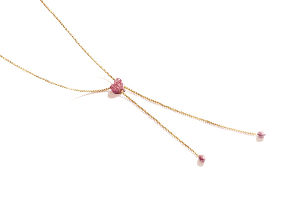 LuvMyJewelry Luv Me Thulite Adjustable Heart Necklace in 14K Yellow Gold Plated Sterling Silver