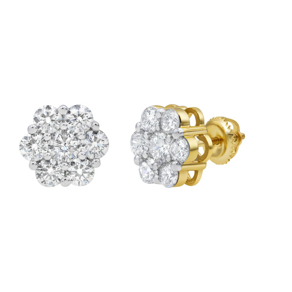 LuvMyJewelry Luxe Cluster Stud 14K Yellow Gold Diamond Earrings 2.26 ct. tw