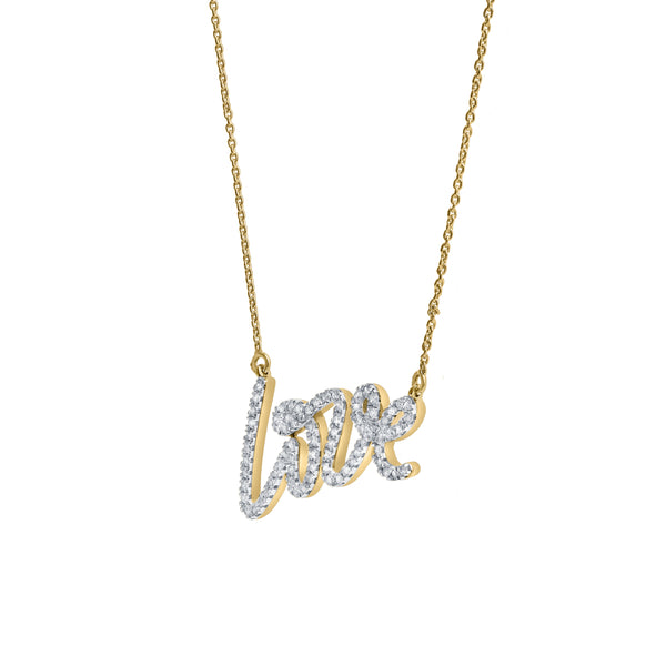 LuvMyJewelry Lyana Graffiti Love Diamond Necklace In 14K Yellow Gold