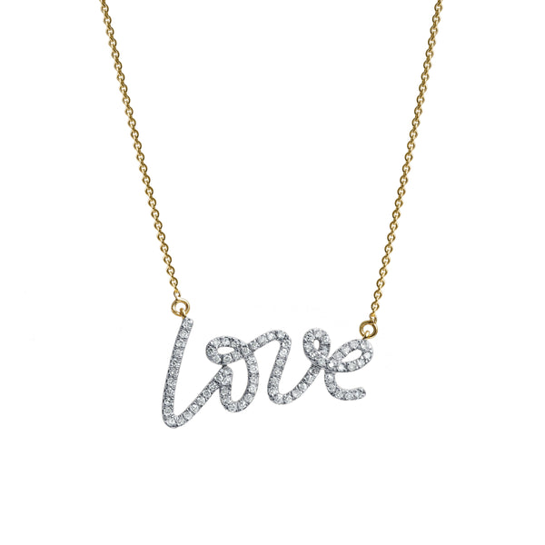 LuvMyJewelry Lyana Graffiti Love Diamond Necklace in 14K Yellow Gold