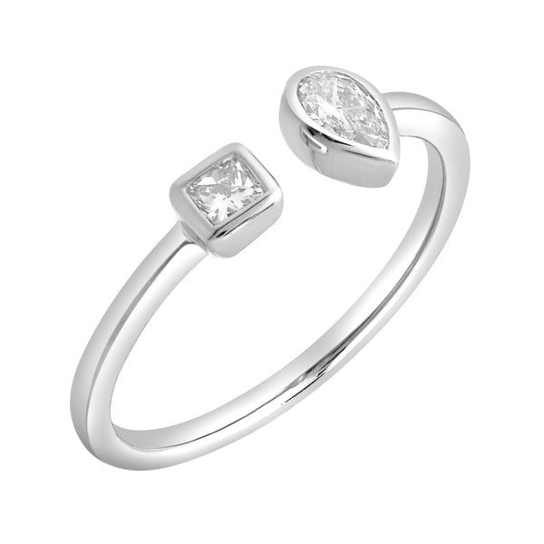 LuvMyJewelry Lyra 14K White Gold Lab Grown Diamond Open Ring – 0.25 Ct
