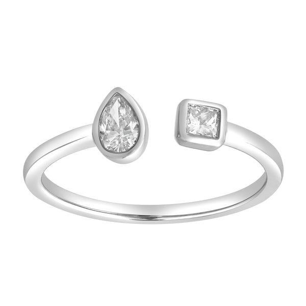 LuvMyJewelry Lyra 14K White Gold Lab Grown Diamond Open Ring – 0.34 Ct