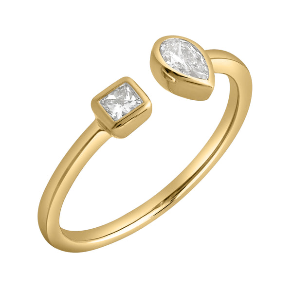 LuvMyJewelry Lyra 14K Yellow Gold Lab Grown Diamond Open Ring – 0.34 Ct