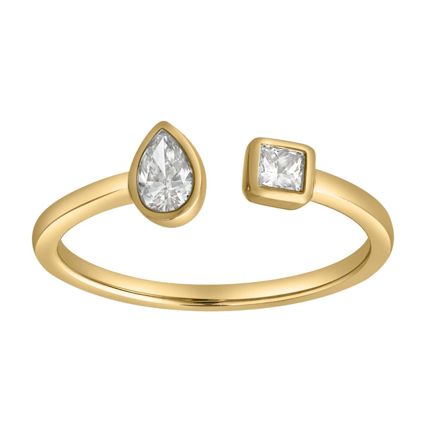 LuvMyJewelry Lyra 14K Yellow Gold Lab Grown Diamond Open Ring – 0.25 Ct