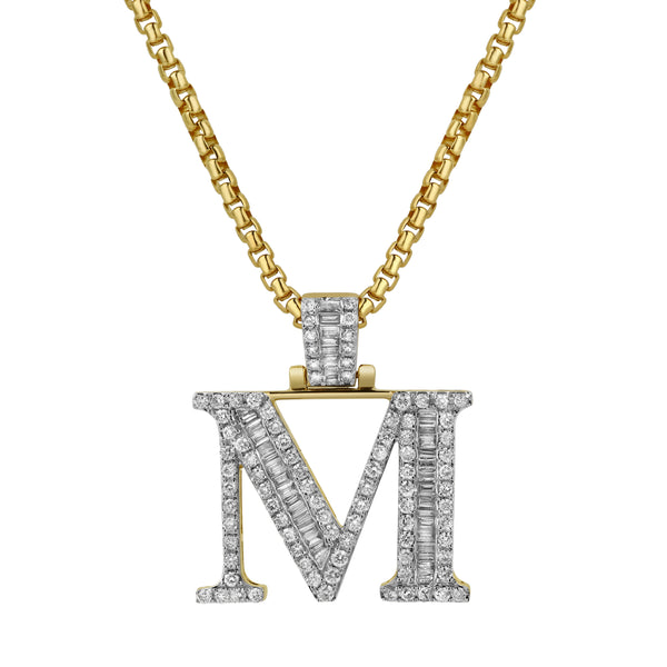 LuvMyJewelry M Initial Diamond Pendant 10K Yellow Gold - 1.07 Carats