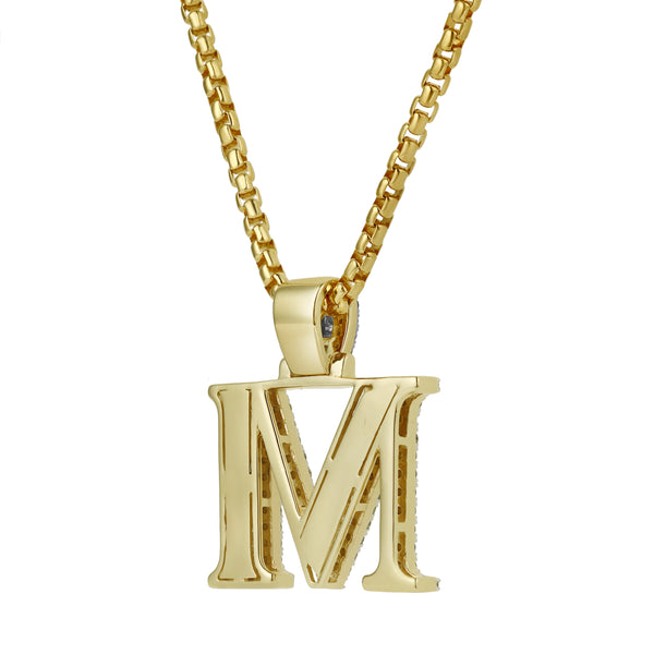 LuvMyJewelry M Initial Diamond Pendant 10K Yellow Gold - 1.07 Carats