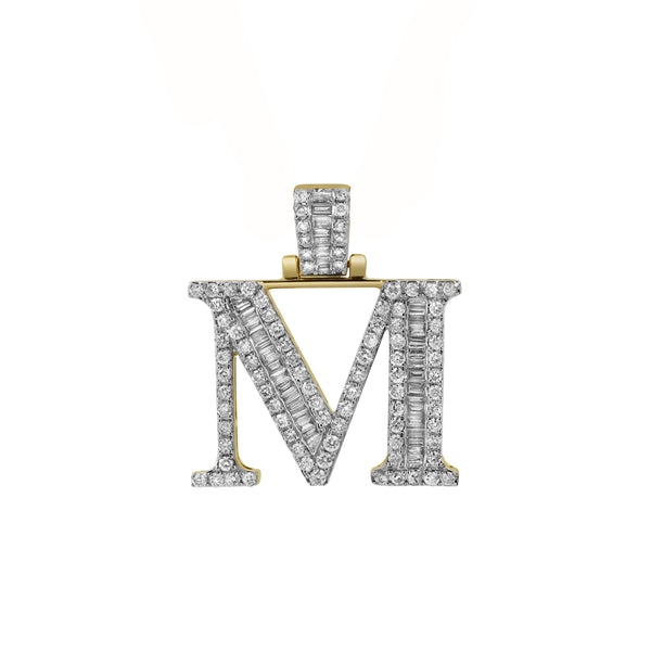 LuvMyJewelry M Initial Diamond Pendant 10K Yellow Gold - 1.07 Carats