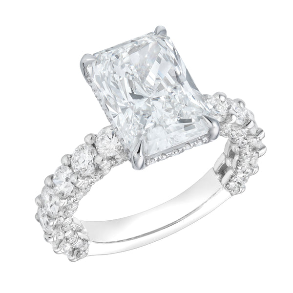 LuvMyJewelry Maelis 14K White Gold Radiant Lab Grown Diamond Hidden Halo Engagement Ring – 7.45 Cts