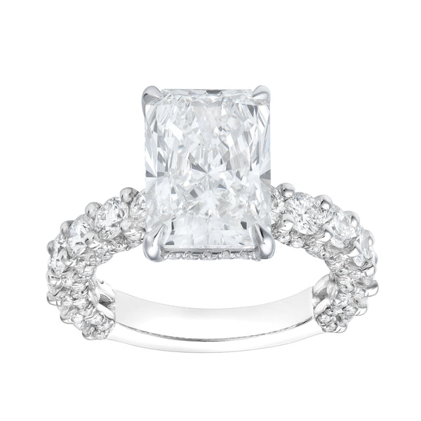 LuvMyJewelry Maelis 14K White Gold Radiant Lab Grown Diamond Hidden Halo Engagement Ring – 7.45 cts