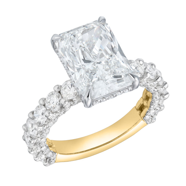 LuvMyJewelry Maelis 14K Yellow Gold Radiant Lab Grown Diamond Hidden Halo Engagement Ring – 7.45 Cts