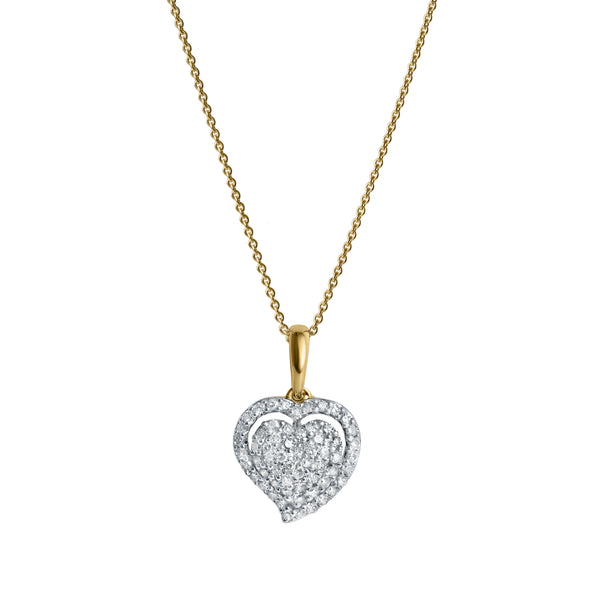 LuvMyJewelry Maeve Diamond Pave Heart Pendant in 14K Yellow Gold