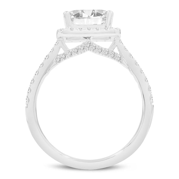 LuvMyJewelry Magdalena 14K White Gold Princess Cut Lab Grown Diamond Halo Engagement Ring - 2.4 Ct