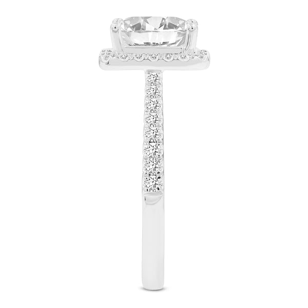 LuvMyJewelry Magdalena 14K White Gold Princess Cut Lab Grown Diamond Halo Engagement Ring - 2.4 Ct