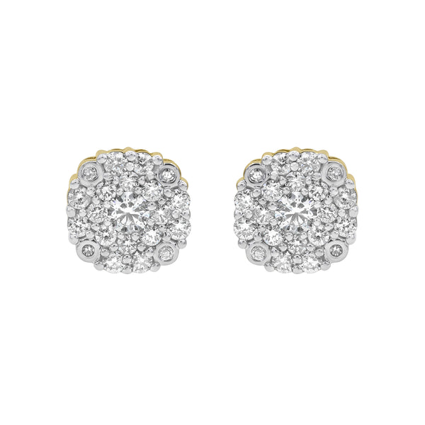 LuvMyJewelry Majestic Flower 14K Yellow Gold Diamond Earrings 0.98 Ct. Tw