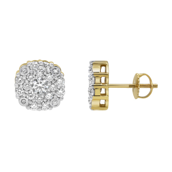 LuvMyJewelry Majestic Flower 14K Yellow Gold Diamond Earrings 0.98 Ct. Tw