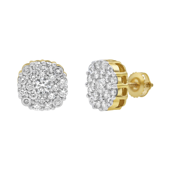 LuvMyJewelry Majestic Flower 14K Yellow Gold Diamond Earrings 0.98 ct. tw