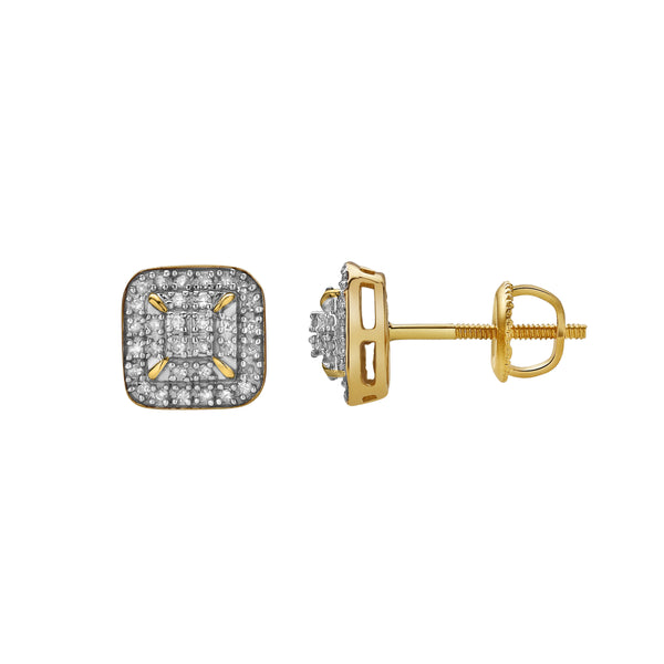 LuvMyJewelry Majestoso 10K Yellow Gold Diamond Unisex Earrings - 0.15 Cts