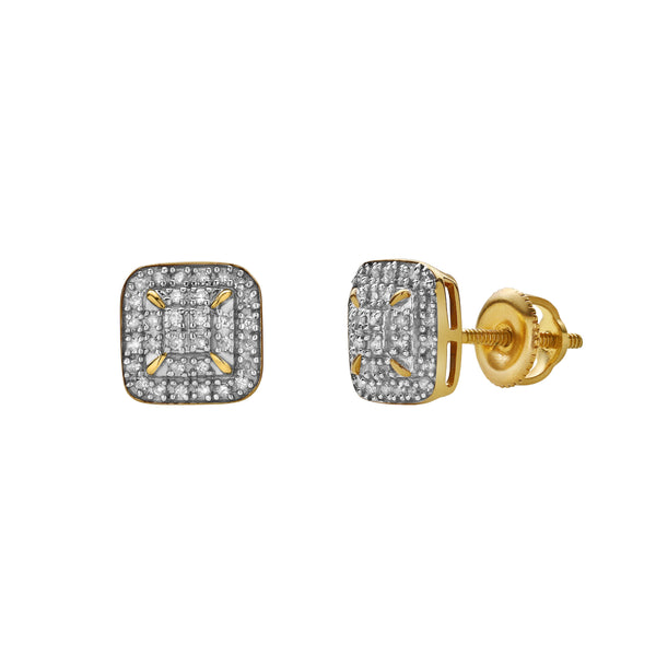LuvMyJewelry Majestoso 10K Yellow Gold Diamond Unisex Earrings - 0.15 Cts
