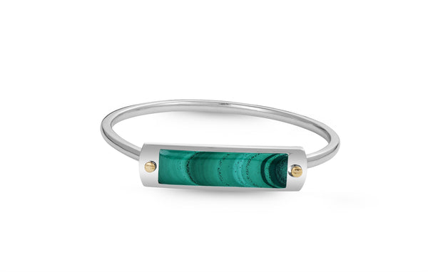 LuvMyJewelry Malachite Big ID Cuff Bracelet in Sterling Silver