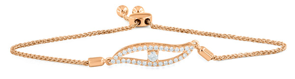LuvMyJewelry Mandorla Bolo Adjustable Diamond Bracelet in 14K Rose Gold