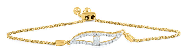 LuvMyJewelry Mandorla Bolo Adjustable Diamond Bracelet in 14K Yellow Gold
