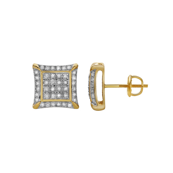 LuvMyJewelry Maravilha 10K Yellow Gold Diamond Unisex Earrings - 0.33 Cts