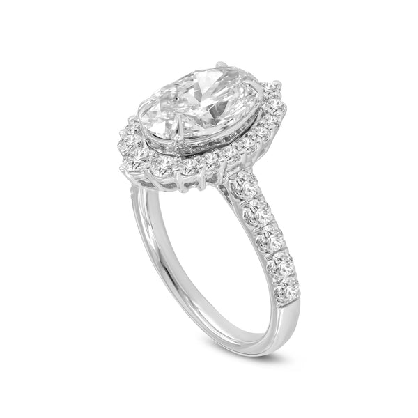 LuvMyJewelry Marcia 14K White Gold Oval Lab Grown Diamond Halo Engagement Ring - 3.8 Ct