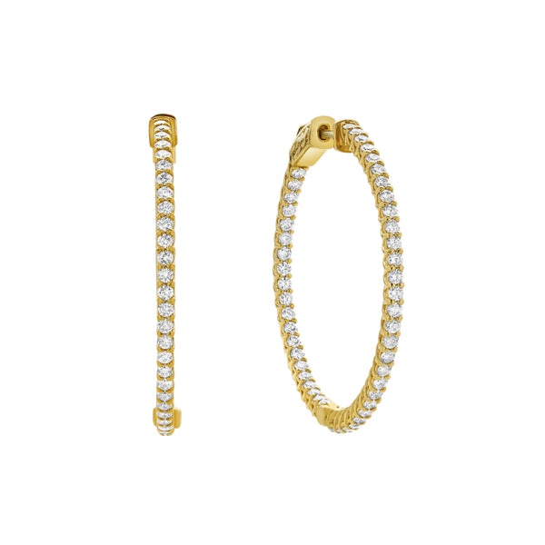 LuvMyJewelry Marcia 14K Yellow Gold Diamond HoopEarrings - 1.9 Cts