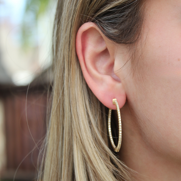 LuvMyJewelry Marcia 14K Yellow Gold Diamond HoopEarrings - 1.9 Cts