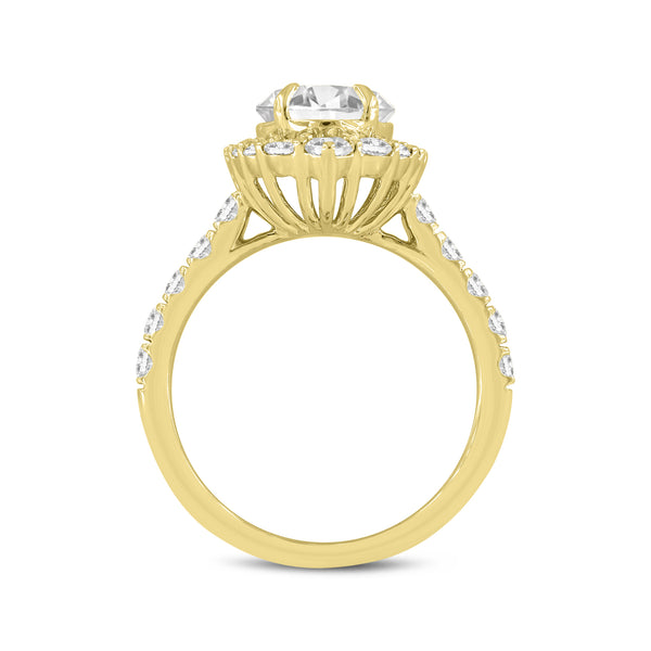 LuvMyJewelry Marcia 14K Yellow Gold Oval Lab Grown Diamond Halo Engagement Ring - 4 Ct