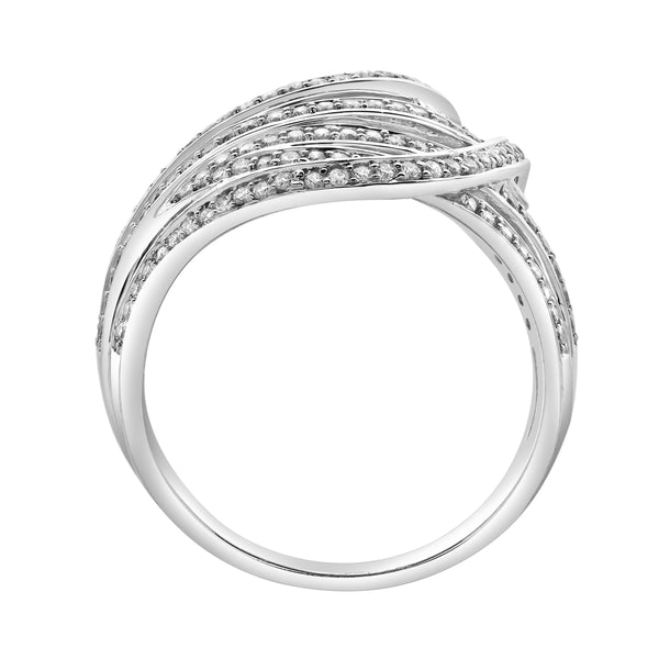 LuvMyJewelry Marina 14K White Gold Round Diamond Studded Dome Ring - 0.84cts